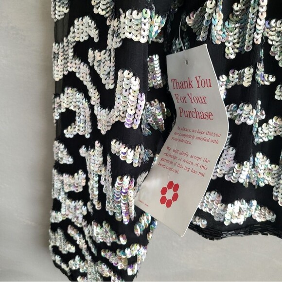 Black Silver Multicolor Sequin Jacket Long Sleeve Short OS No Size - Picture 7 of 7